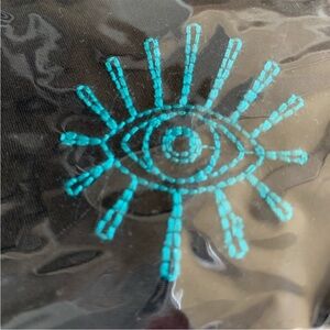 JOHNNY WAS FACE MASK COVERING BLACK COTTON EMBROIDERED EVIL EYE OJO